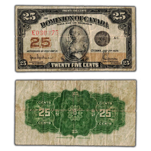 SOLD 25 Cents 1923 Dominion of Canada Shinplaster Note Hyndman DC-24b