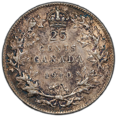 SOLD Canada 1910 25 Cents Quarter Silver Coin - EF