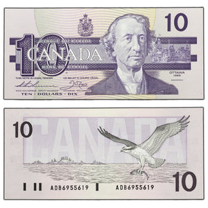SOLD $10 1989 Bank of Canada Note Thiessen-Crow ADB Prefix BC-57a - Ch UNC