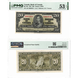 $20 1937 Bank of Canada Note Osborne Signature BC-25a - PMG AU-53 EPQ