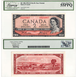 $2 1954 Bank of Canada Note Devil Face E/B Prefix BC-30b - Legacy AU-55 PPQ