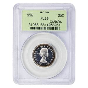 SOLD Canada 1956 25 Cents Quarter Silver Coin - PCGS Proof Like PL-66
