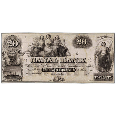 United States 1800's $20 Canal Bank Remainder Note - Uncirculated