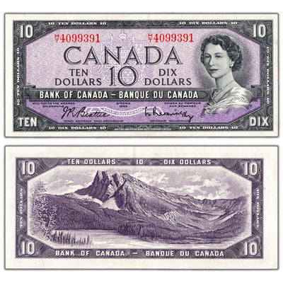 $10 1954 Bank of Canada Note Beattie-Rasminsky H/T Prefix BC-40b - EF+