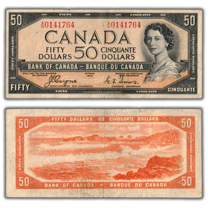 SOLD $50 1954 Bank of Canada Note Devil Face Coyne-Towers BC-34a - Fine