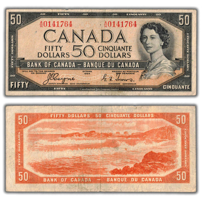 SOLD $50 1954 Bank of Canada Note Devil Face Coyne-Towers BC-34a - Fine