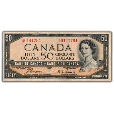 SOLD $50 1954 Bank of Canada Note Devil Face Coyne-Towers BC-34a - Fine