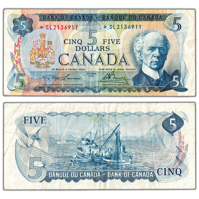 $5 1972 Bank of Canada Note *SL Replacement Prefix BC-48bA - F/VF