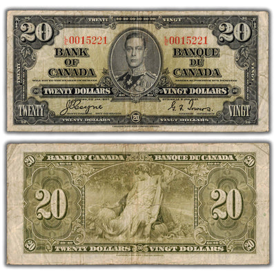 $20 1937 Bank of Canada Note Coyne-Towers L/E Final Prefix BC-25c - Fine
