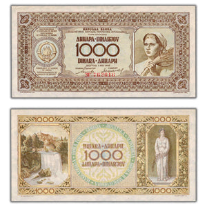 SOLD Yugoslavia 1946 1000 Dinara Note P #67a - AU