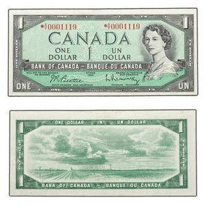 SOLD $1 1954 Bank of Canada Note *A/Y Replacement BC-37bA - Slightly Lower Serial 1119