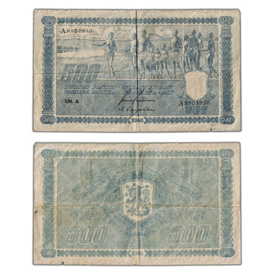 SOLD Finland 1945 500 Markkaa Note P #81a (8)