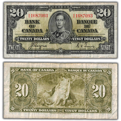 $20 1937 Bank of Canada Note Coyne-Towers K/E Prefix BC-25c - F/VF