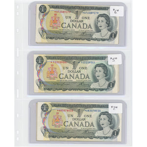 SOLD $1 1973 Bank of Canada Notes Replacements - Lot of 6 - Retail $32
