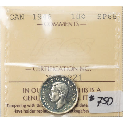 SOLD Canada 1946 10 Cents Dime Silver Coin - ICCS Specimen SP-66