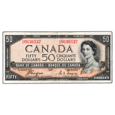 SOLD $50 1954 Bank of Canada Note Devil Face Coyne-Towers BC-34a - VF