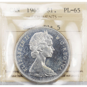 SOLD Canada 1965 Small Beads Blunt 5 $1 Silver Dollar Coin - ICCS PL-65