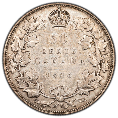 SOLD Canada 1936 50 Cents Half Dollar Silver Coin - VF-20
