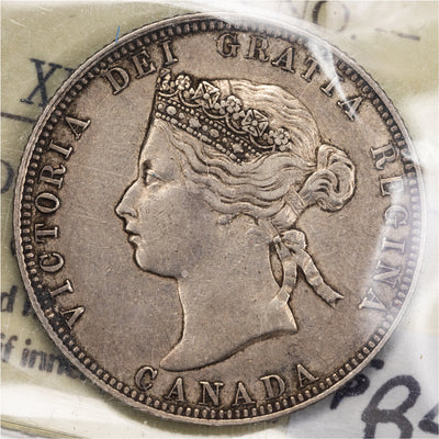 SOLD Canada 1871 Obv 1 25 Cents Quarter Silver Coin - ICCS VF-30 Rotated Die