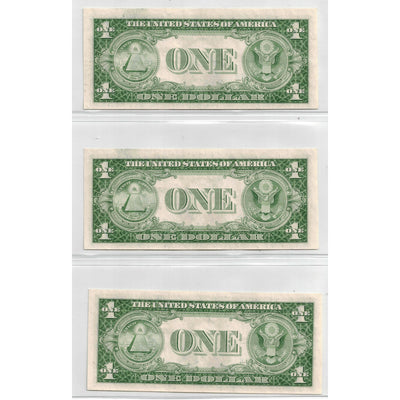 SOLD United States 1935-E $1 Silver Certificate Notes Fr #1614 - 3 Consecutive