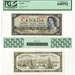 $20 1954 Bank of Canada Note Beattie-Coyne E/E Prefix BC-41a - PCGS Ch UNC-64 PPQ