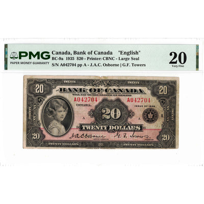 $20 1935 Bank of Canada Note English Text Large Seal BC-9a - PMG VF-20