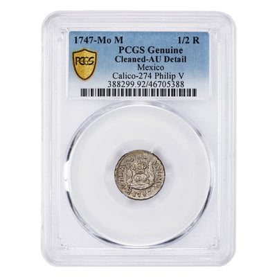 SOLD Mexico 1747 Mo-M 1/2 Half Real Silver Coin Calico-274 - PCGS AU Detail Cleaned