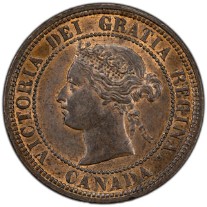SOLD Canada 1876-H 1 Large Cent Coin - AU-58