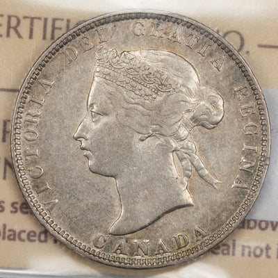 Canada 1872-H Obverse 2 25 Cents Quarter Silver Coin - ICCS VF-20