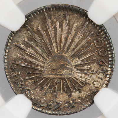Mexico 1867 Go-YF 1/2 Half Real Silver Coin - NGC MS-66