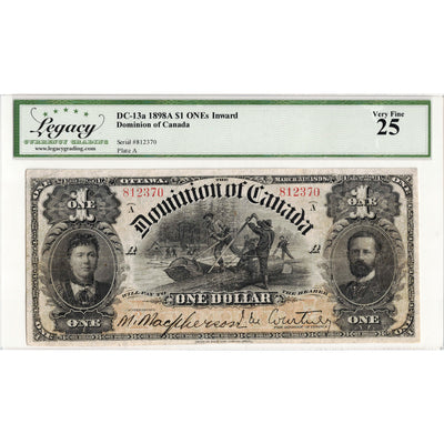 $1 1898 Dominion of Canada Note ONE's Inward Series A DC-13a - Legacy VF-25