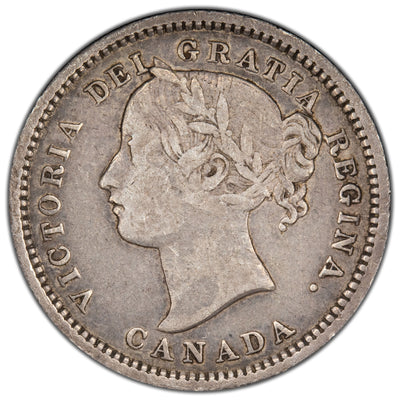 Canada 1870 Wide 0 10 Cents Dime Silver Coin - Fine