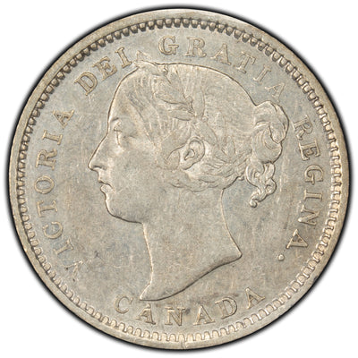 Canada 1886 Lg Ltd 6 Obv 5 10 Cents Dime Silver Coin - ICCS EF-40