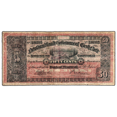 SOLD 50 Cents 1911-12 Newfoundland Government Cash Canada Note