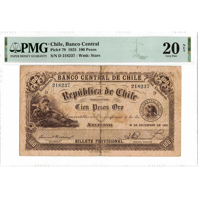 Chile 1925 100 Pesos Note P #79 - PMG VF-20 Net