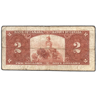 SOLD $2 1937 Bank of Canada Note Coyne-Towers L/R Prefix BC-22c