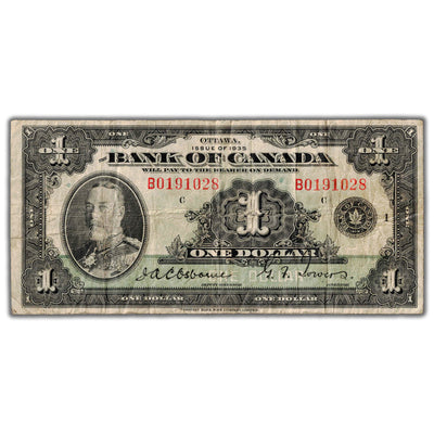 $1 1935 Bank of Canada Note English Text Series B BC-1 - F/VF