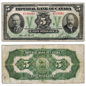 $5 1923 Imperial Bank of Canada Chartered Note #375-18-04 - Fine (pinholes)