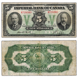 Imperial Bank of Canada 1923 $5 Chartered Note #375-18-04 - Fine (pinholes)