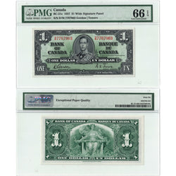 $1 1937 Bank of Canada Note Gordon-Towers D/M Prefix BC-21c - PMG Gem UNC-66 EPQ