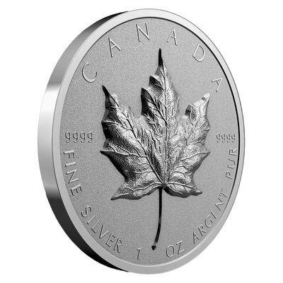 Canada 2022 $20 Ultra-High Relief 1oz Silver Maple Leaf SML .9999 Fine Silver Coin (spotted)