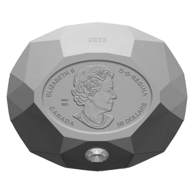 Canada 2023 $50 Forevermark Black Label Oval Diamond-Shaped .9999 Fine Silver Coin