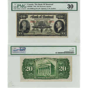 SOLD $10 1938 The Bank of Montreal Canada Chartered Note #505-62-06 - PMG VF-30
