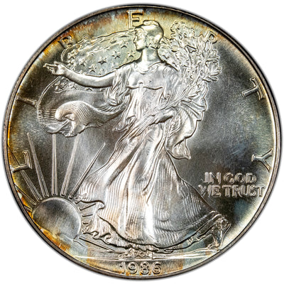 United States 1986 1oz .999 Fine Silver Eagle Coin - Incredibly Toned