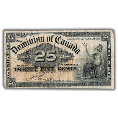 25 Cents 1900 Dominion of Canada Shinplaster Note Boville DC-15b - Fine