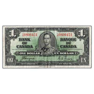$1 1937 Bank of Canada Note Coyne-Towers T/N Prefix BC-21d - VF