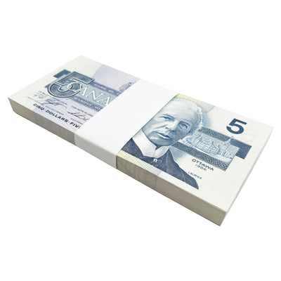 SOLD $5 1986 Bank of Canada Notes ANN Prefix - Bundle of 100 Consecutive