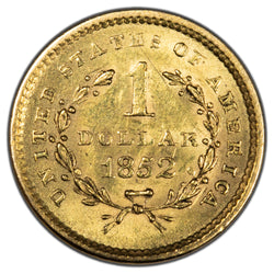 United States 1852 G$1 One Dollar Gold Coin