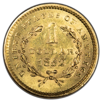 United States 1852 G$1 One Dollar Gold Coin