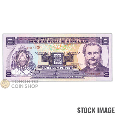 Honduras 1997 2 Lempiras Note P #80 - Uncirculated